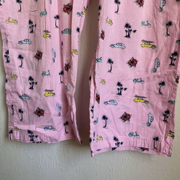 Gap Dreamer Print Poplin Pajamas Women’s XL Pink Cars Flowers Cotton Drawstring - Picture 4 of 8